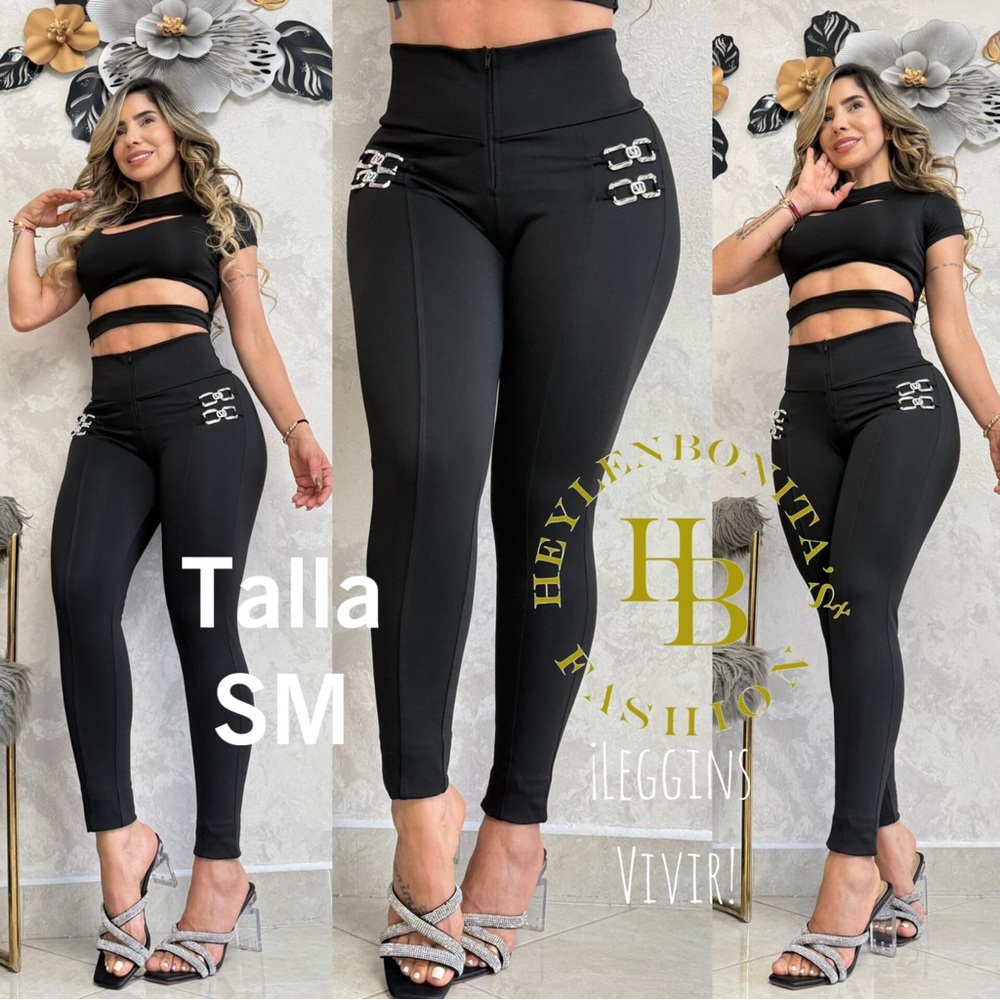 Black Buckle Detail Leggings